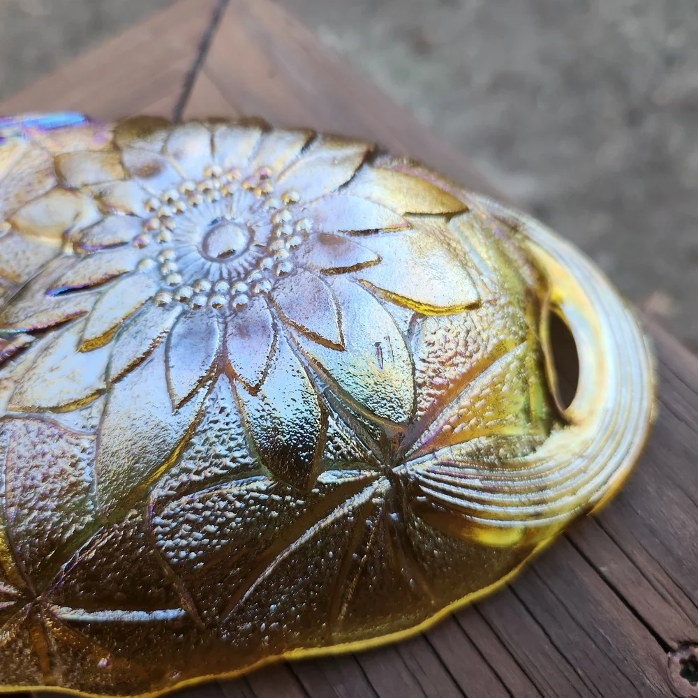 Indiana Glass Carnival Glass Lily Pons Relish Dish With Handles